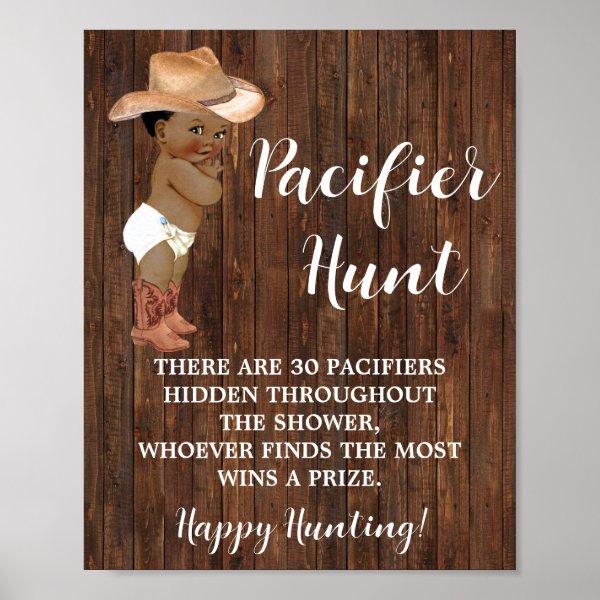 Pacifier Hunt Game Little Cowboy Baby Shower Sign