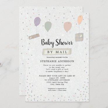 Packages + Balloons neutral Baby Shower by mail Invitation