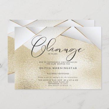 Pale Champagne Gold  Pearl Facets Postponed Shower Invitation