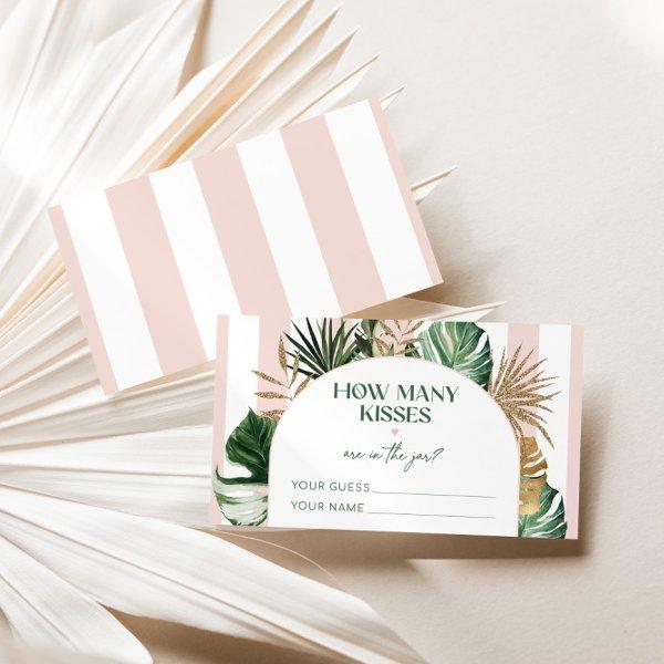 Palm beach pink stripe how many kisses bridal game enclosure card