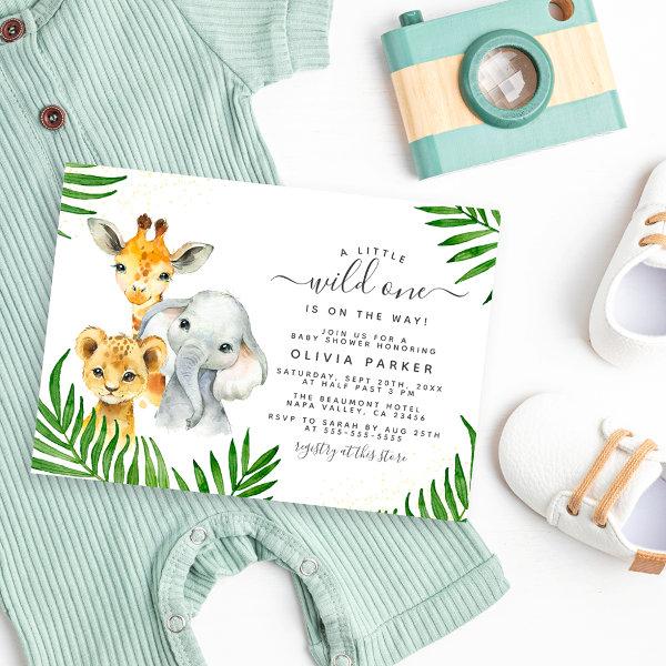 Palm Leaves & Safari Animals Wild One Baby Shower Magnetic