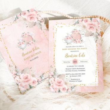 Pampas Grass Blush Floral Tea Party Baby Shower