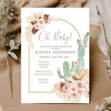 Pampas Grass Cactus Baby Shower