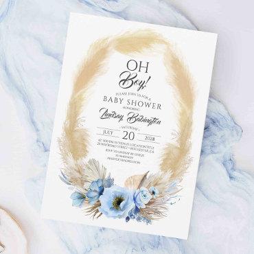 Pampas Grass Dusty Blue Flowers Baby Shower Oh Boy