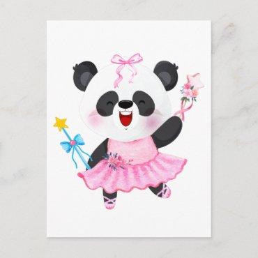 Panda Ballerina Animal Lovers Girl Postcard