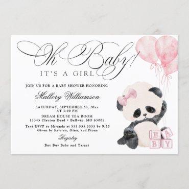 Panda Girl Baby Shower Invitation