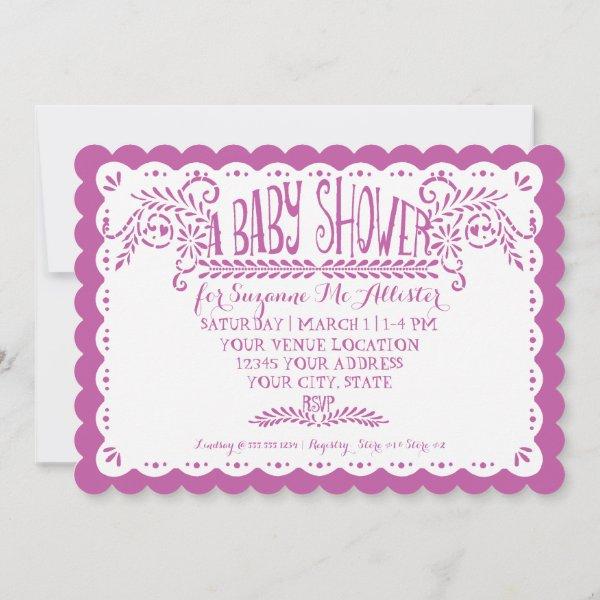 Papel Picado Baby Girl Shower Pink Lilac Fiesta