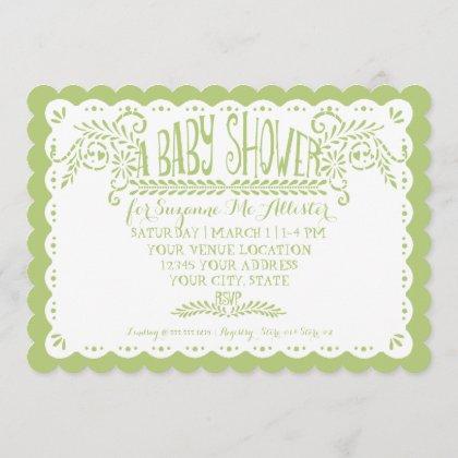 Papel Picado Baby Girl Shower Pink Lime Fiesta Invitation