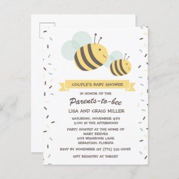 Parents to Bee Bumblebee Couple's Baby Shower Invi  Postcard