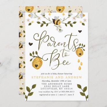 Parents To Bee Honeycomb Bumblebee Baby Shower Invitation