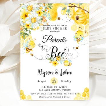 Parents to Bee Yellow Floral Baby Shower Neutral