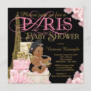 Paris Baby Girl Shower Invitations