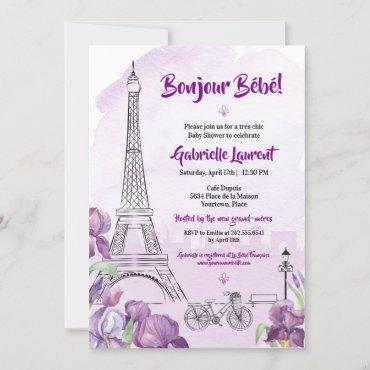 Paris Bonjour Bebe French Baby Shower Invitation