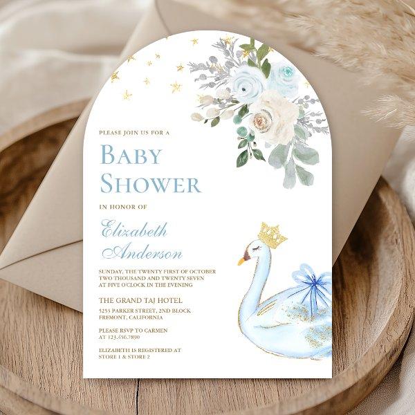 Pastel Blue Floral Swan Princess Arch