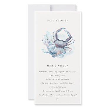 Pastel Crab Coral Nautical Baby Shower Invite