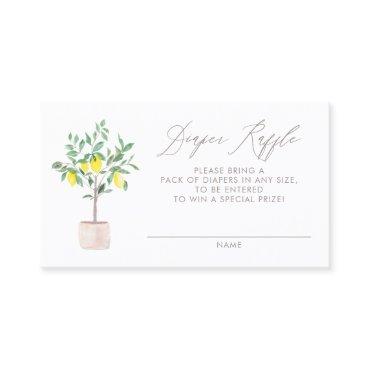 Pastel Lemon Tree Baby Shower Diaper Raffle Card