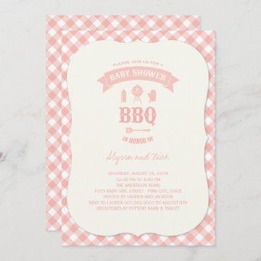 Pastel Pink Checks BBQ Chic Girl Baby Shower Party