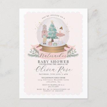 Pastel Pink Christmas Nutcracker girl baby shower Postcard