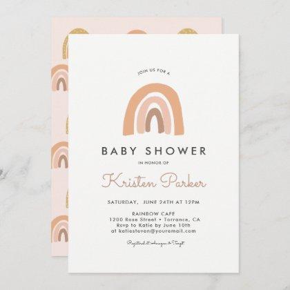 Pastel Rainbow Baby Shower Invitation Cards