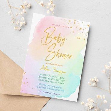 Pastel rainbow ombre gold glitter