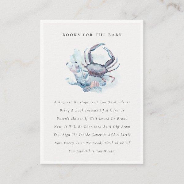 Pastel Underwater Crab Coral Books for Baby Shower Enclosure Card