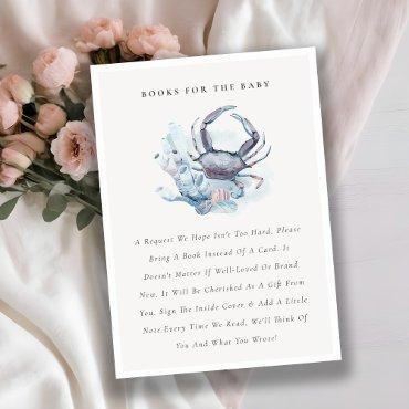 Pastel Underwater Crab Coral Books for Baby Shower Enclosure Card
