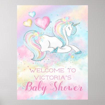 Pastel Unicorn Baby Shower Invitations Poster