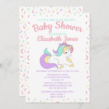 Pastel Unicorn Sprinkle Baby Shower Invitation