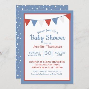 Patriotic Stars Neutral Baby Shower Invite