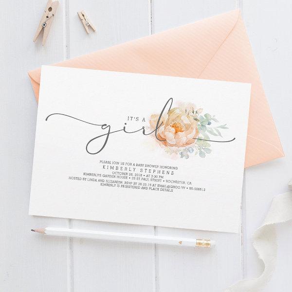 Peach and Cream Floral Calligraphy