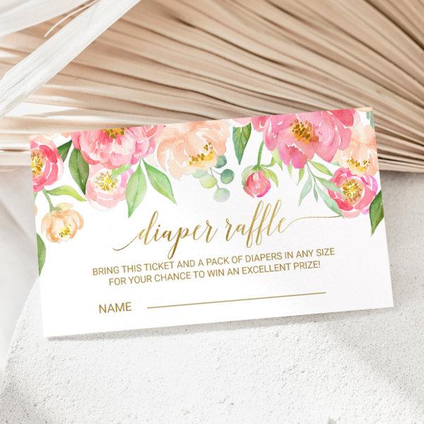 Peach & Pink Peony Diaper Raffle  Insert