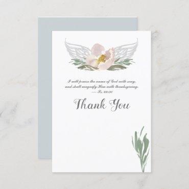 Peach Watercolor Florals Angel Wings Thank You