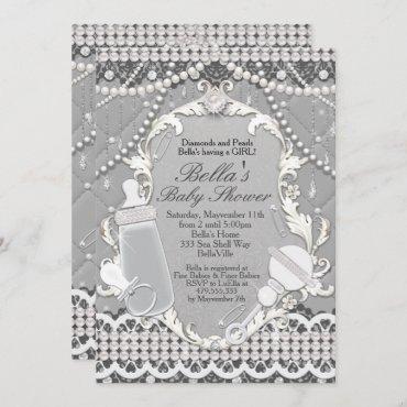 Pearl Bling  Baby Shower Invitations