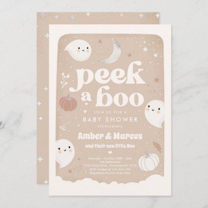 Peek A Boo Gender Neutral Ghost Baby Shower Invitation