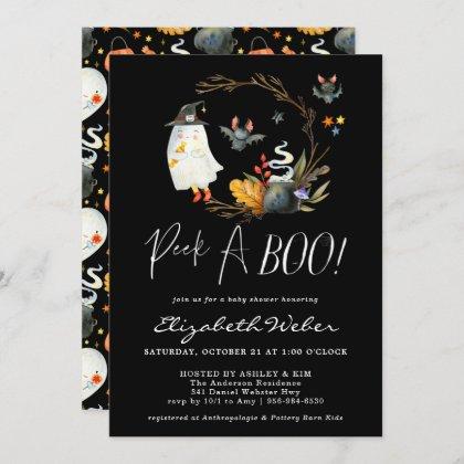 Peek-A-Boo | Little Ghost Halloween Baby Shower Invitation