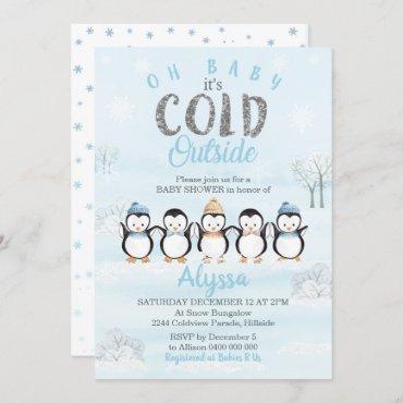 Penguin Baby Shower Invitation Winter Baby Shower