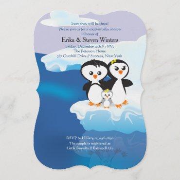 Penguin Family Couples Baby Shower Custom