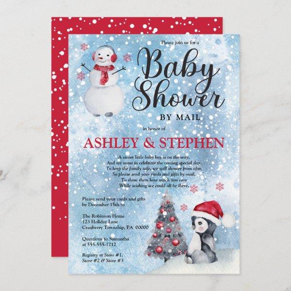 Penguin Snowman Winter Boy Baby Shower by Mail