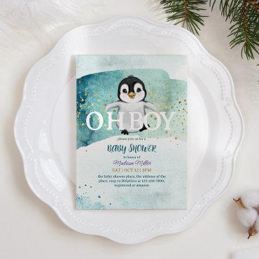 Penguin Winter Theme Cute Baby Boy Shower