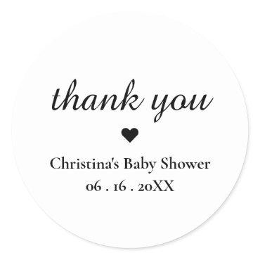Personalized Black & White Thank You Classic Round Sticker