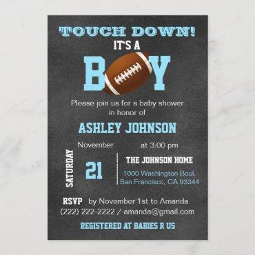 Personalized Chalkboard Football Theme Baby Shower Invitation