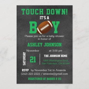 Personalized Chalkboard Football Theme Baby Shower Invitation