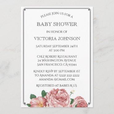 Personalized Elegant Shabby Chic Baby Shower Invitation