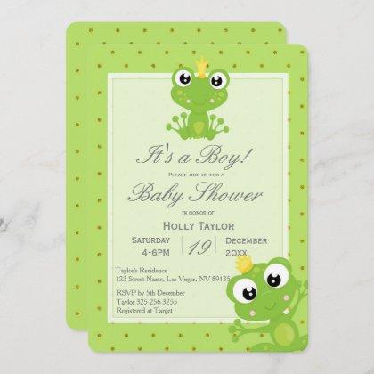 Personalized Prince Frog Baby Shower Invitation