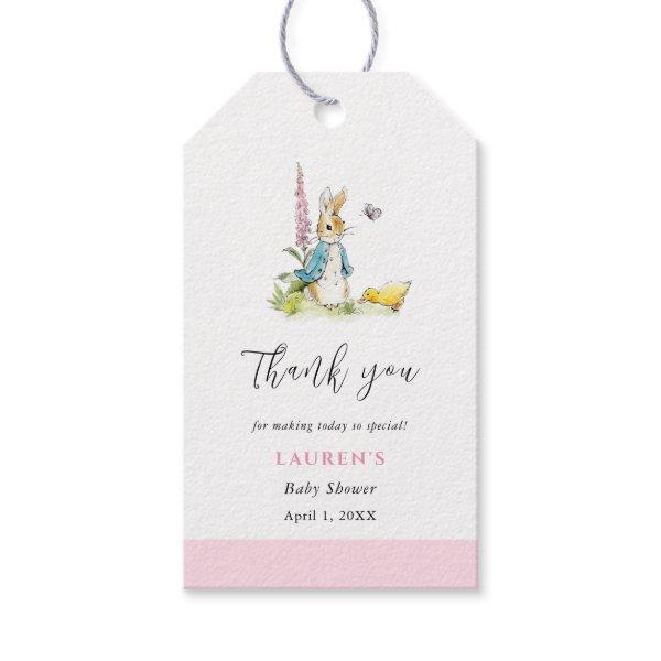 Peter Rabbit Baby Girl Shower thank you  Gift Tags