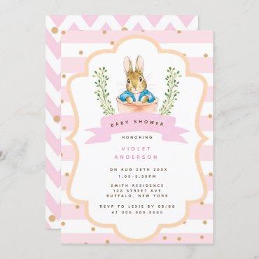 Peter Rabbit Pastel Pink Girl Baby Shower Invitation