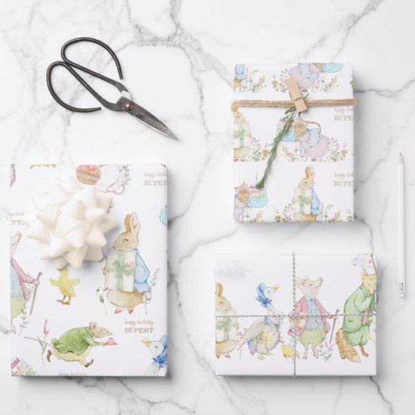 Peter the Rabbit First Birthday Wrapping Paper Sheets