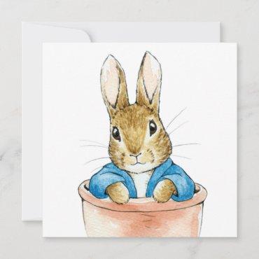Peter the Rabbit Sitting in a Plant Pot Card