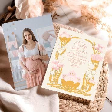Photo Floral Pink Gold Art Nouveau