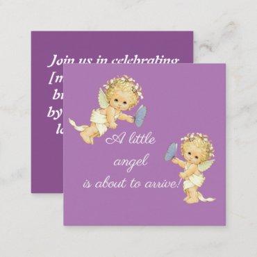 Picnic baby angel shower with butterfly enclosure card